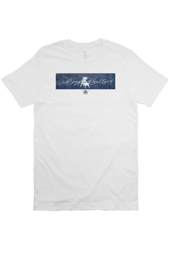 Daily Box Logo Collectible (Only 100 Sold Daily) - Blue Denim Bull Of Prosperity White T