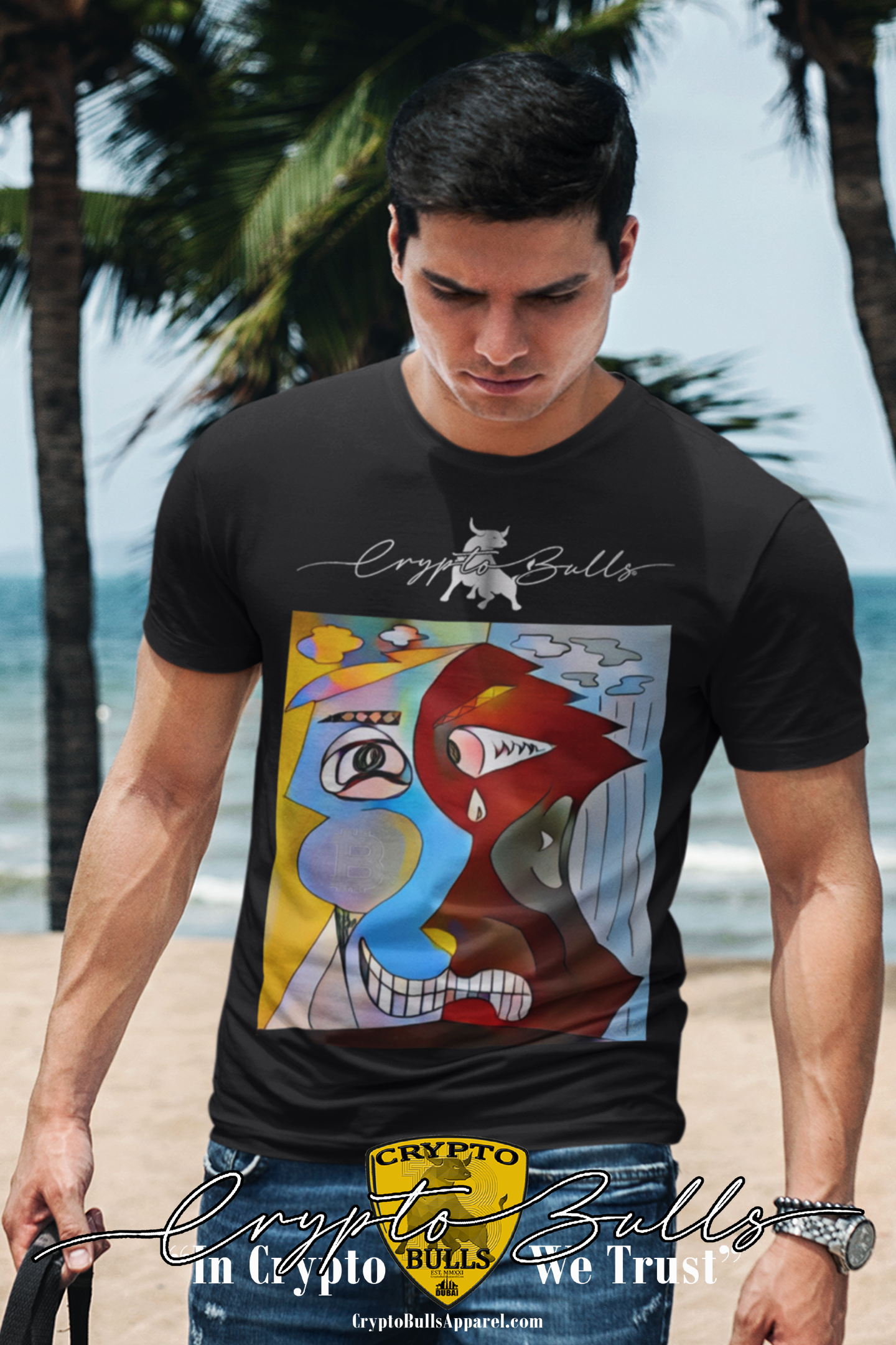 Artist Collaborations - Crypto Emotions Picasso Style Black Short Sleeve