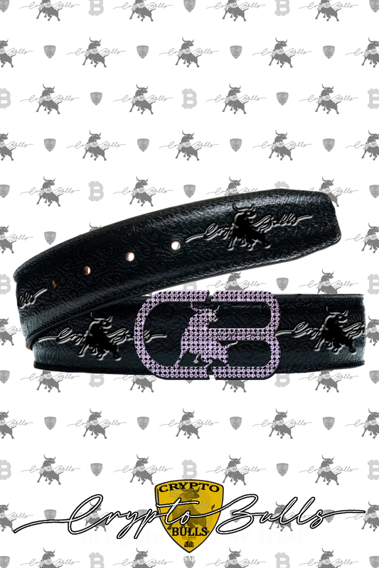 Purple Crystals CB Logo with Bull Of Prosperity Buckle with Belt